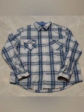 American Rag Blue and Cream  Plaid Button-Up Shirt long sleeve X-Large New